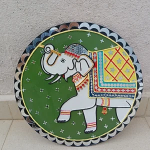 Elephant Lippan Art Wall Hanging - Handcrafted Mirror & Clay Ethnic Décor