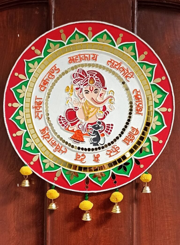 Handcrafted Lippan Art Ganesh Ji Wall Hanging - Divine Mirror Work Wall Décor
