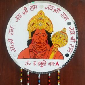 Hanuman ji Lippan Art Wall Hanging - Handcrafted Divine Mirror & Clay Décor