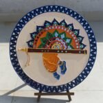Krishna’s Footprints Lippan Kaam – Handcrafted Wall Décor with Mirror & Clay Art