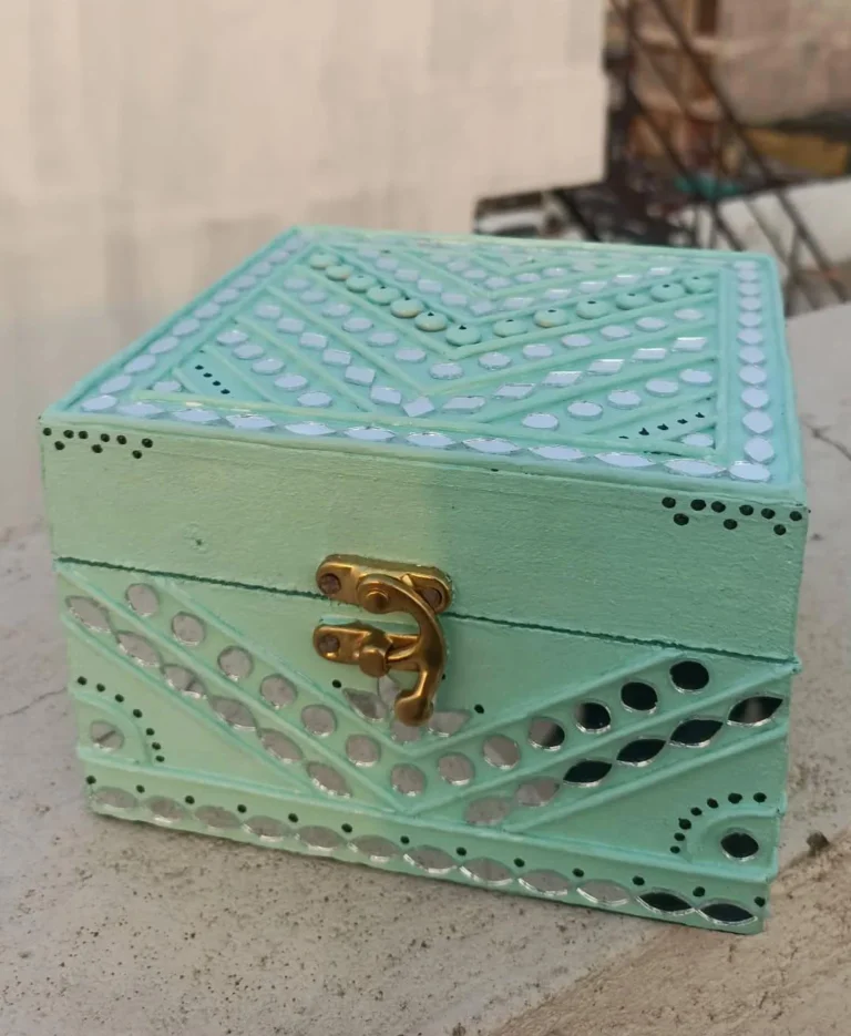Handcrafted Lippan Art Trunk - MDF Storage Box