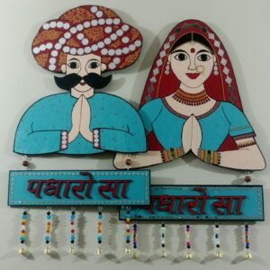 "Padhro Sa” Lippan Wall Hanging - Handcrafted Mirror & Clay Welcome Décor